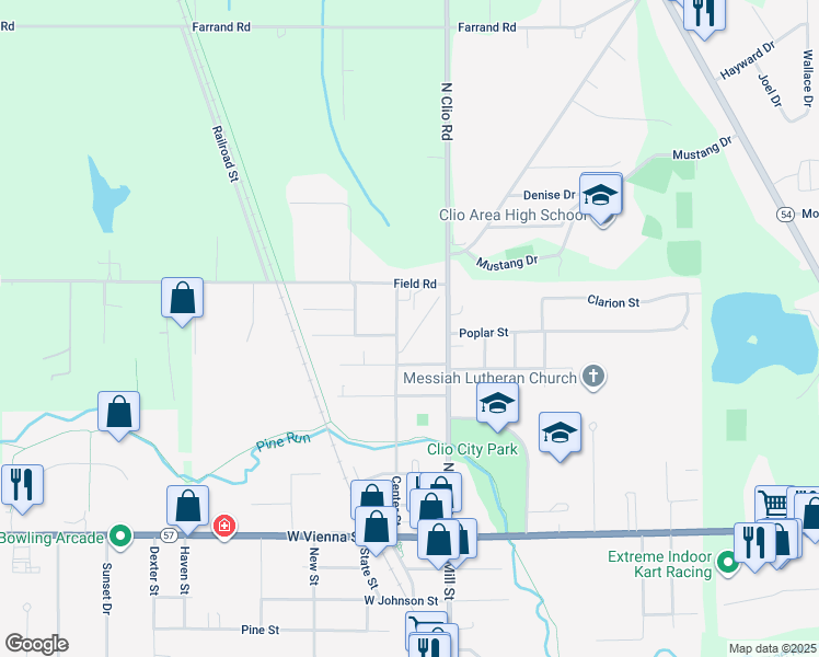 map of restaurants, bars, coffee shops, grocery stores, and more near 700 Center Street in Clio