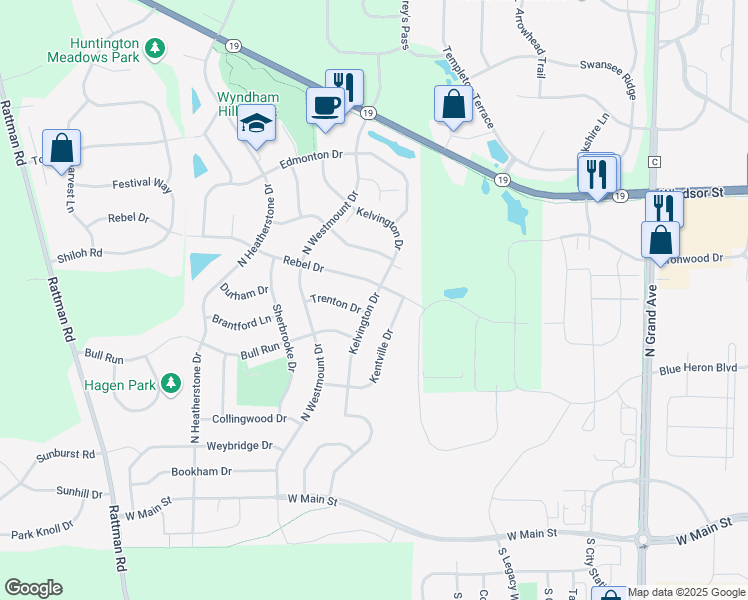 map of restaurants, bars, coffee shops, grocery stores, and more near 479 Kelvington Drive in Sun Prairie