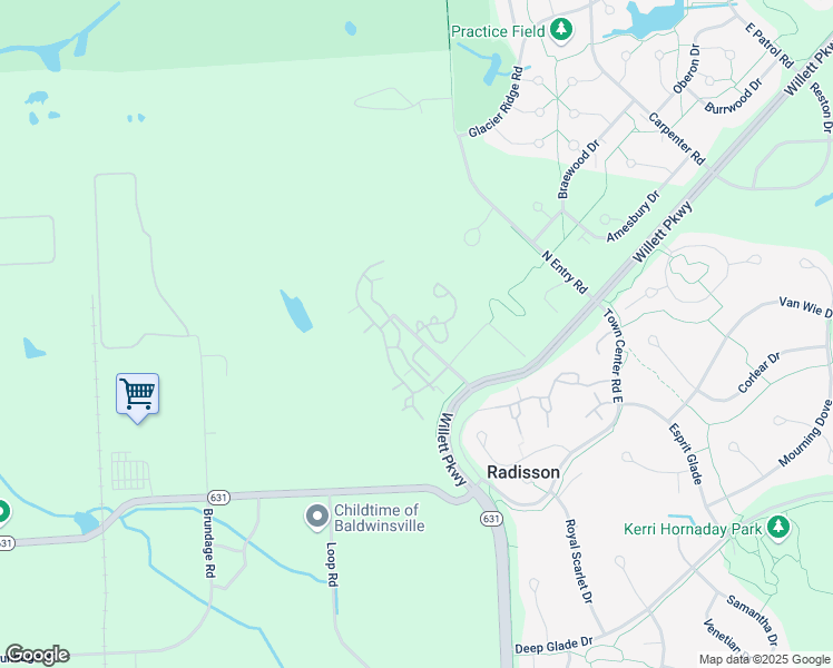 map of restaurants, bars, coffee shops, grocery stores, and more near 8683 Drumlin Heights Drive in Baldwinsville