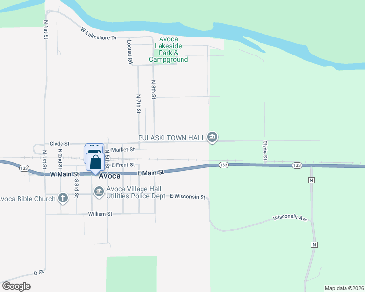 map of restaurants, bars, coffee shops, grocery stores, and more near 809 Clyde St in Avoca