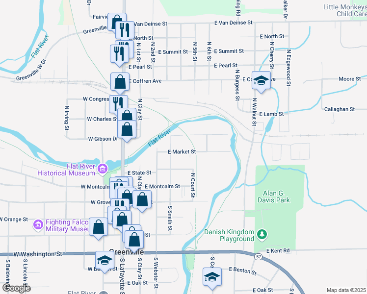 map of restaurants, bars, coffee shops, grocery stores, and more near 413 East Market Street in Greenville