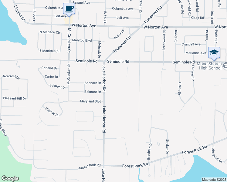 map of restaurants, bars, coffee shops, grocery stores, and more near 3726 Lake Harbor Road in Norton Shores