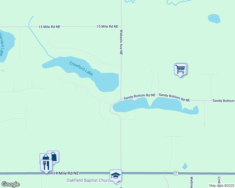 map of restaurants, bars, coffee shops, grocery stores, and more near 12055 Wabasis Avenue Northeast in Cedar Springs