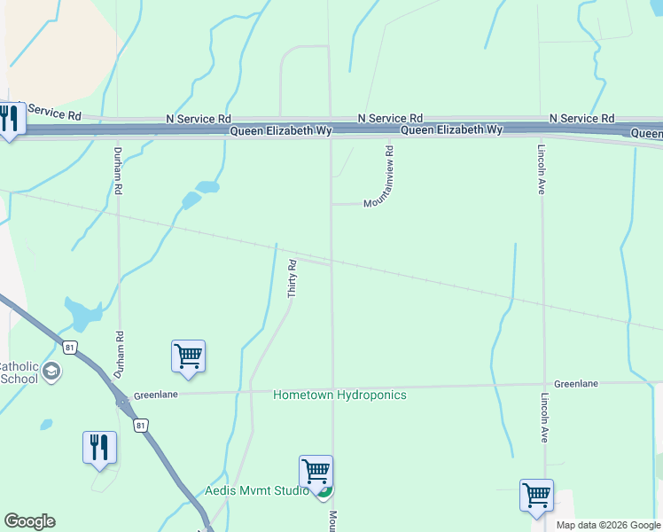 map of restaurants, bars, coffee shops, grocery stores, and more near 4683 Thirty Road in Lincoln