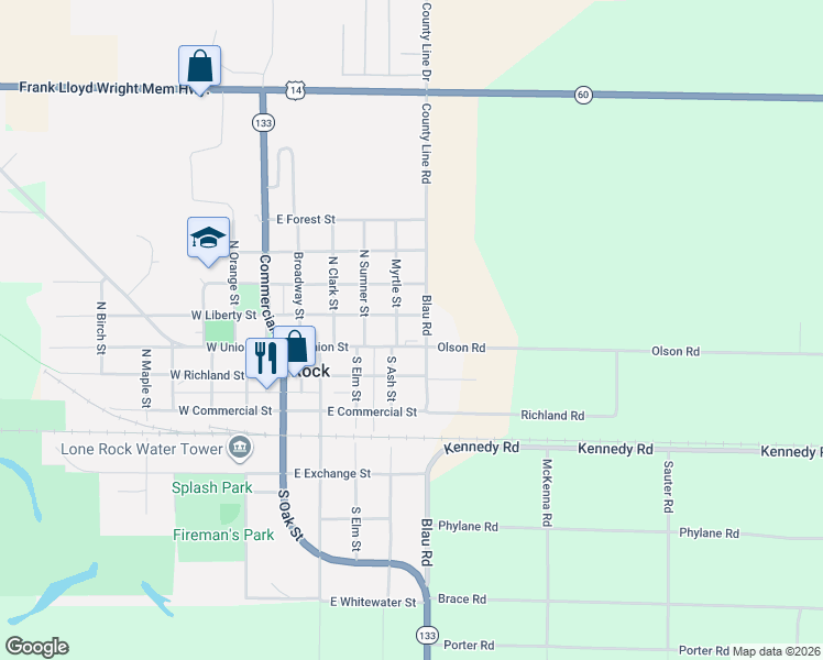 map of restaurants, bars, coffee shops, grocery stores, and more near 211 Myrtle Street in Lone Rock