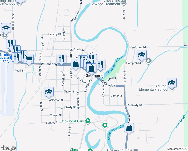 map of restaurants, bars, coffee shops, grocery stores, and more near in Chesaning