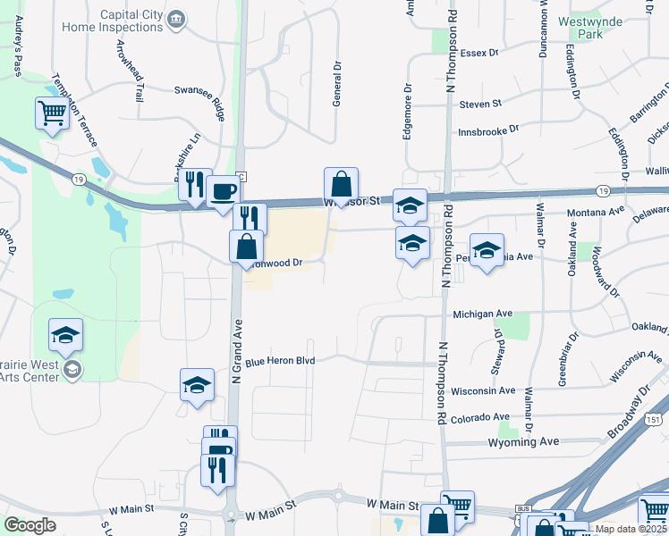 map of restaurants, bars, coffee shops, grocery stores, and more near 261 n musket ridge dr in Sun Prairie