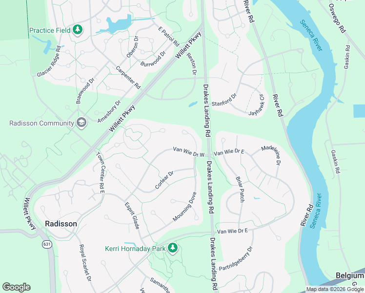 map of restaurants, bars, coffee shops, grocery stores, and more near 8508 Van Wie Drive East in Baldwinsville