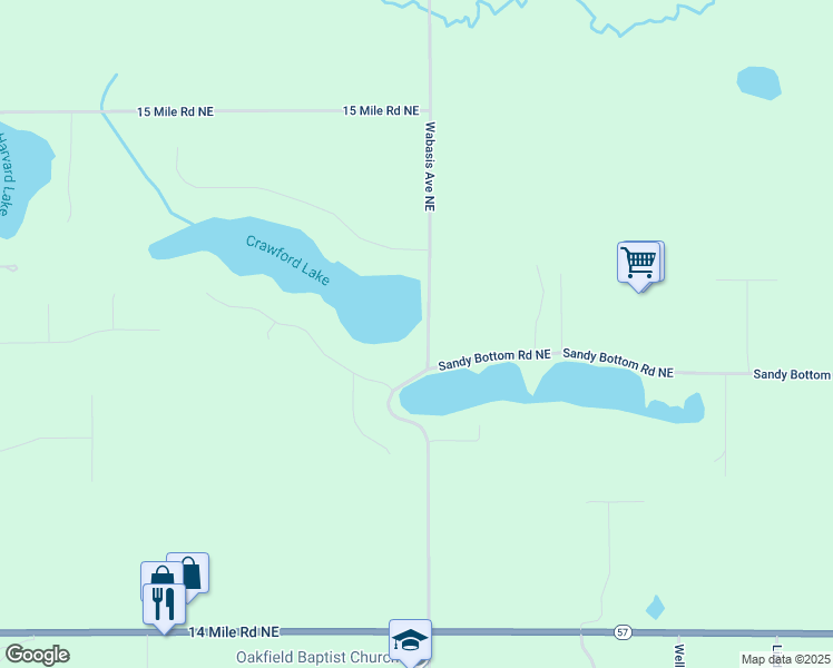 map of restaurants, bars, coffee shops, grocery stores, and more near 12055 Wabasis Avenue Northeast in Cedar Springs