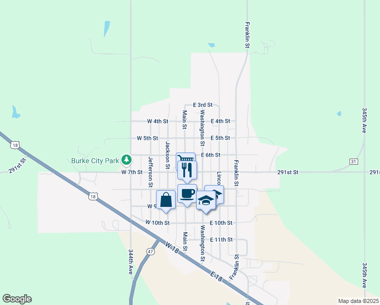 map of restaurants, bars, coffee shops, grocery stores, and more near 501-599 Main Street in Burke