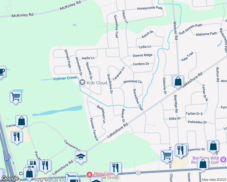 map of restaurants, bars, coffee shops, grocery stores, and more near 8493 Grandview Drive in Cicero