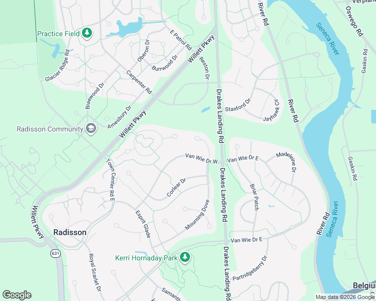 map of restaurants, bars, coffee shops, grocery stores, and more near 8508 Van Wie Drive East in Baldwinsville