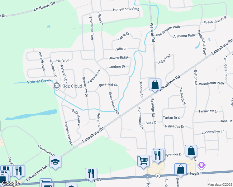 map of restaurants, bars, coffee shops, grocery stores, and more near 6122 Rossland Cir in Cicero