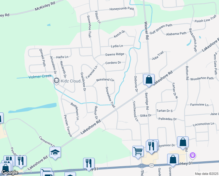 map of restaurants, bars, coffee shops, grocery stores, and more near 6122 Rossland Circle in Cicero
