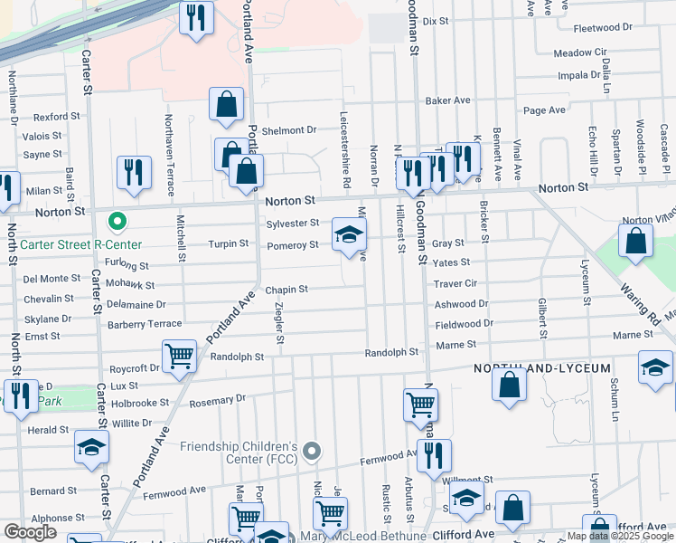 map of restaurants, bars, coffee shops, grocery stores, and more near 131 Jackson Street in Rochester
