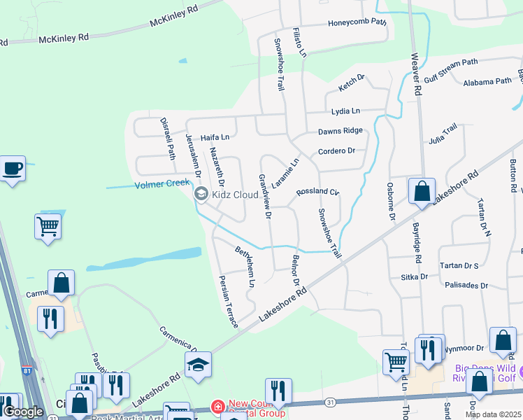 map of restaurants, bars, coffee shops, grocery stores, and more near 8493 Grandview Dr in Cicero
