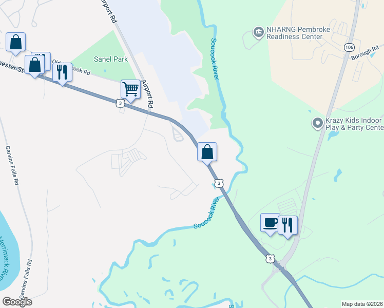 map of restaurants, bars, coffee shops, grocery stores, and more near 192 Manchester Street in Concord