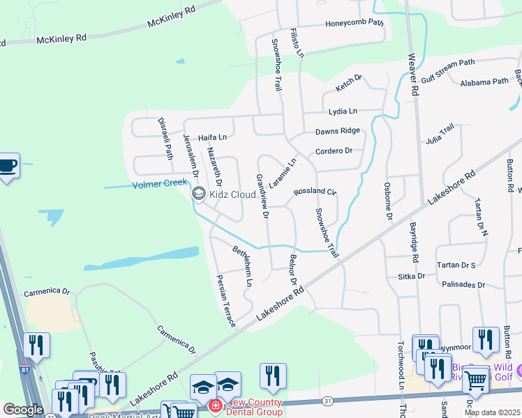 map of restaurants, bars, coffee shops, grocery stores, and more near 8493 Grandview Drive in Cicero