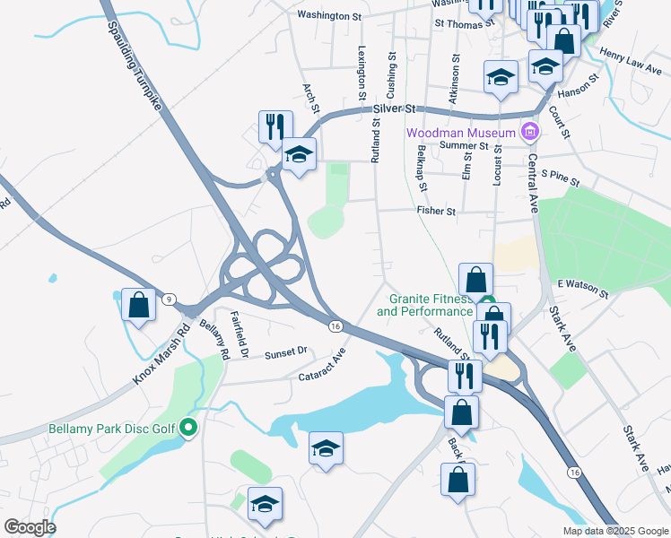 map of restaurants, bars, coffee shops, grocery stores, and more near 23 Cataract Avenue in Dover