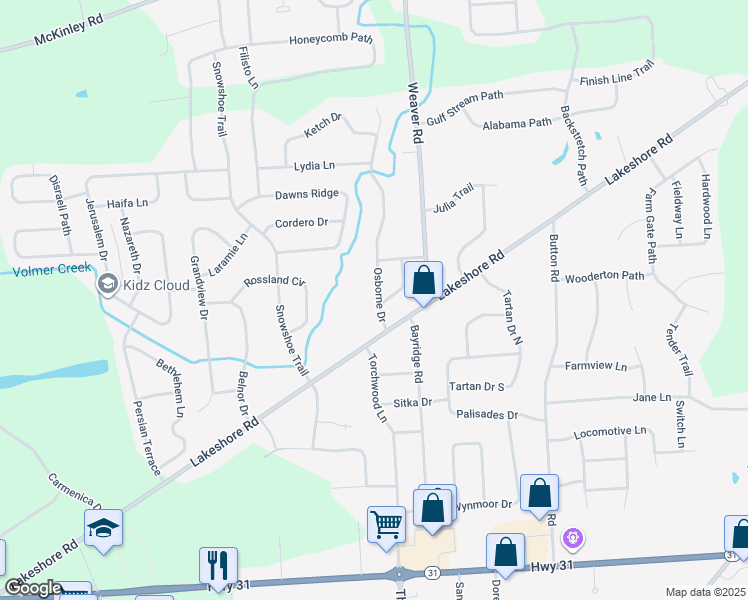 map of restaurants, bars, coffee shops, grocery stores, and more near 8571 Osborne Drive in Cicero