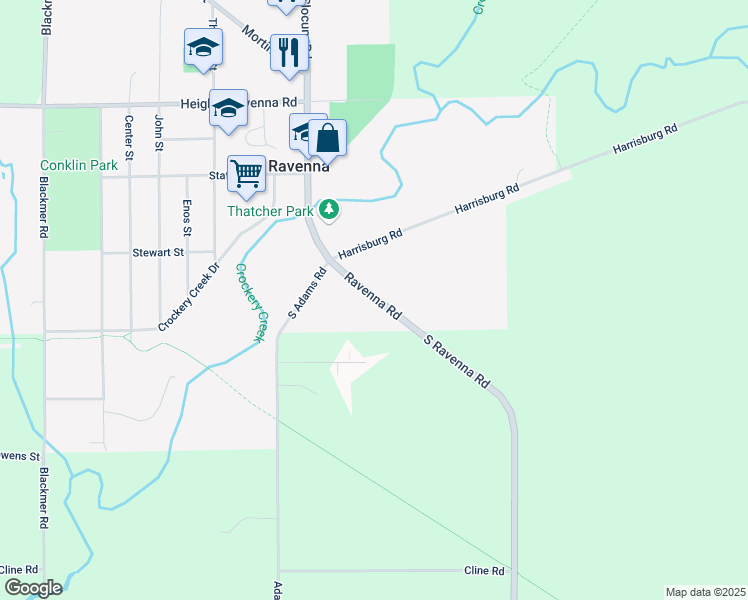 map of restaurants, bars, coffee shops, grocery stores, and more near 3783 Ravenna Road in Ravenna