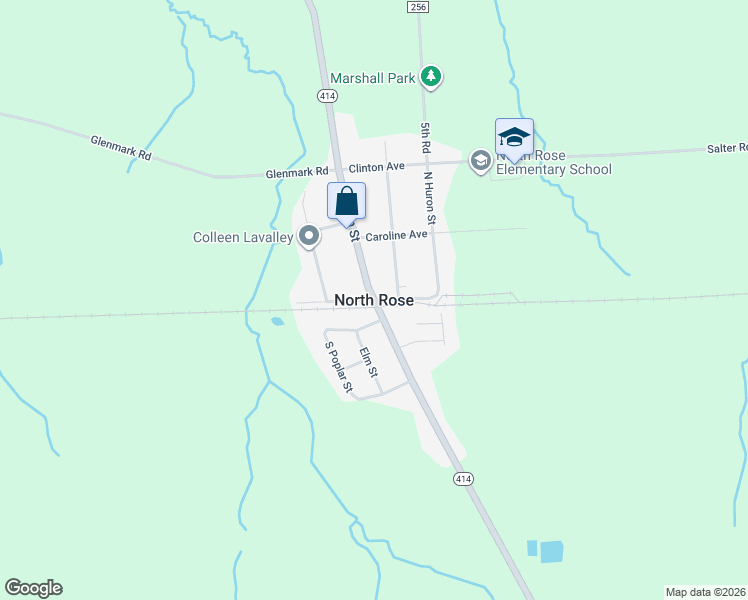 map of restaurants, bars, coffee shops, grocery stores, and more near in North Rose