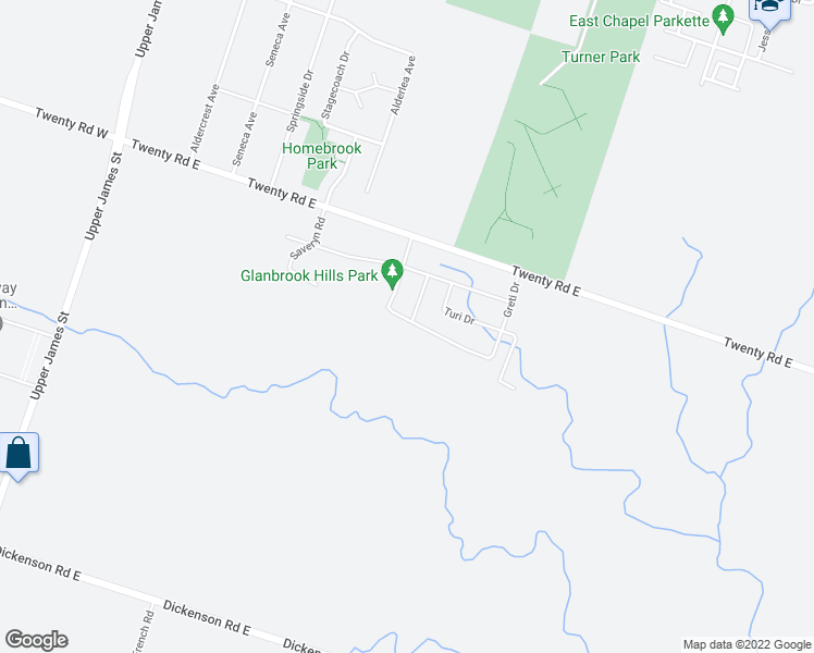 map of restaurants, bars, coffee shops, grocery stores, and more near 179 Greti Drive in Hamilton