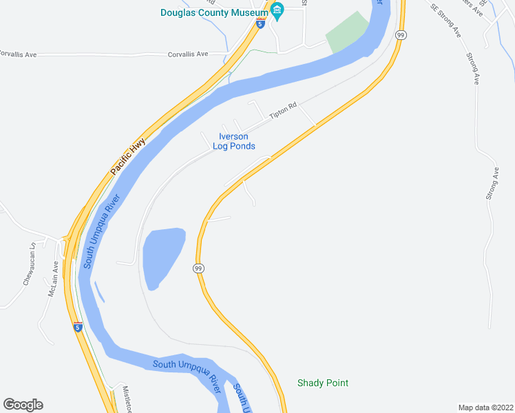 map of restaurants, bars, coffee shops, grocery stores, and more near 180 Millsview Lane in Roseburg