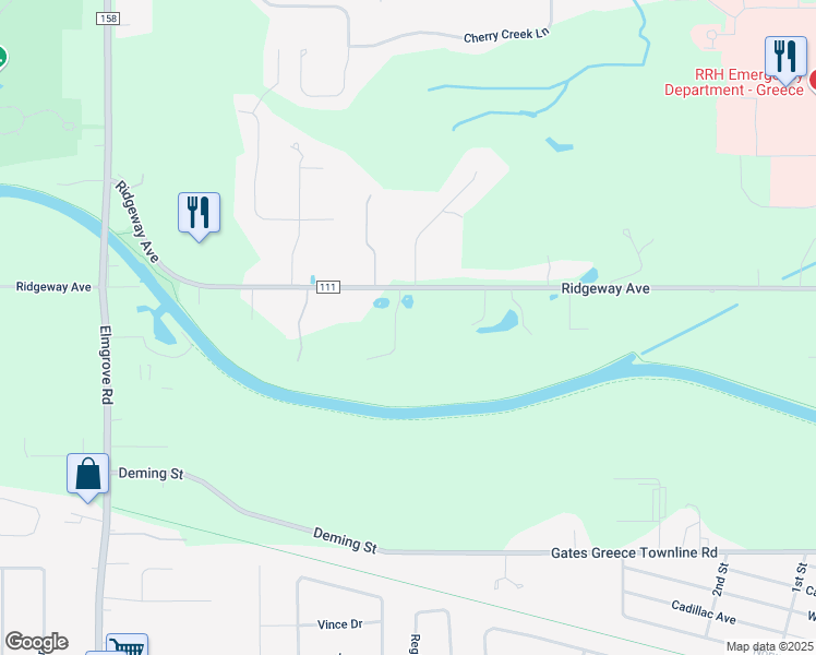 map of restaurants, bars, coffee shops, grocery stores, and more near 30 Canal Woods in Rochester