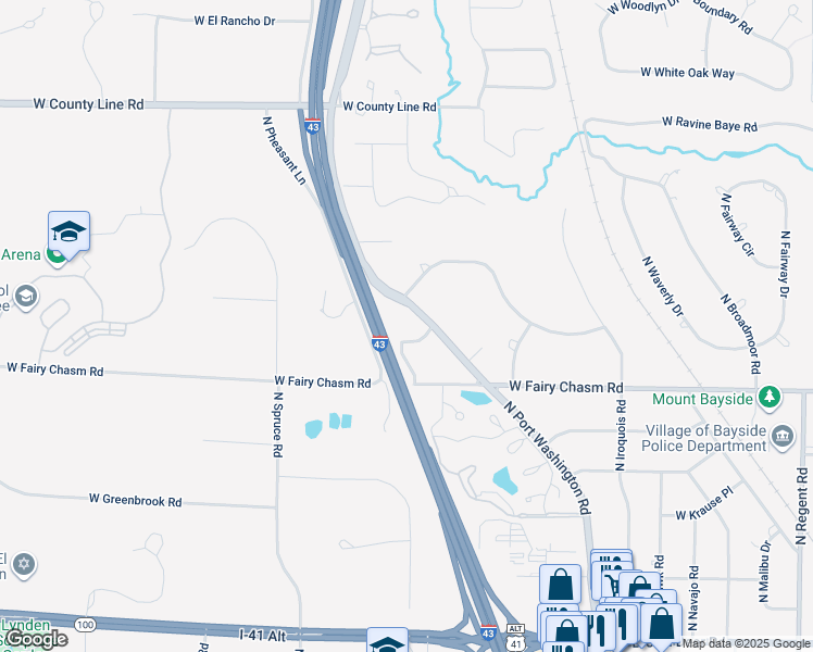 map of restaurants, bars, coffee shops, grocery stores, and more near 9336 North Port Washington Road in Bayside