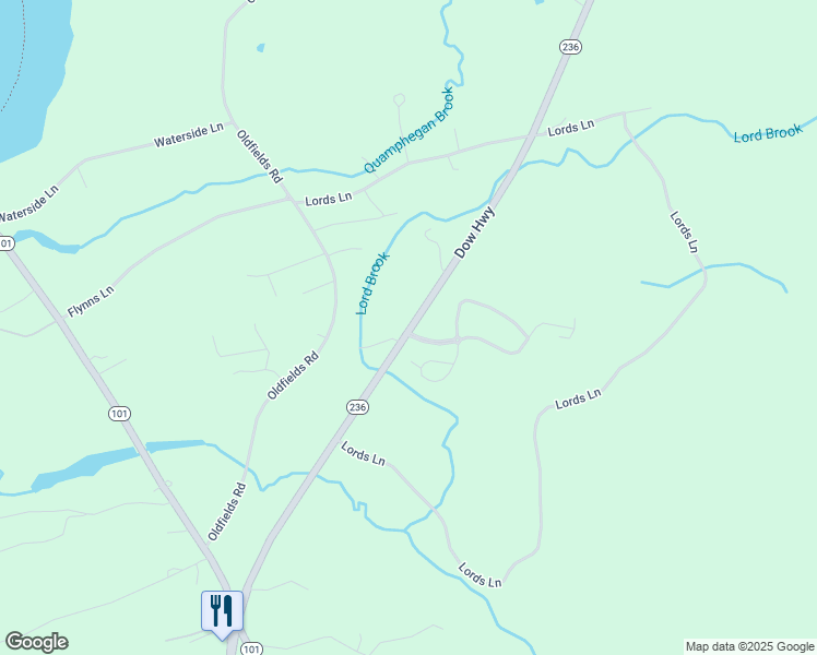 map of restaurants, bars, coffee shops, grocery stores, and more near 1 Woodland Hills in South Berwick