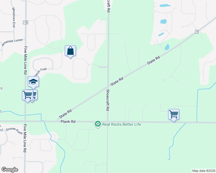 map of restaurants, bars, coffee shops, grocery stores, and more near State Road & Shoecraft Road in Webster