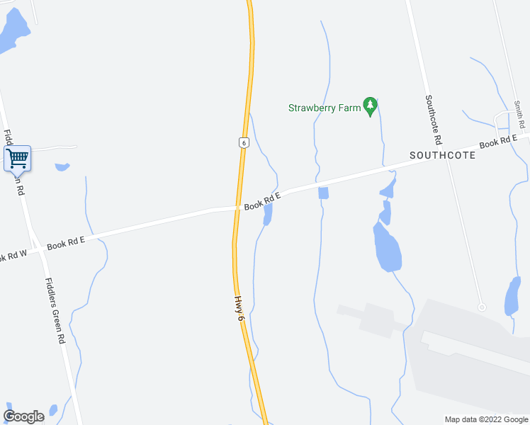 map of restaurants, bars, coffee shops, grocery stores, and more near 282 Book Road East in Hamilton