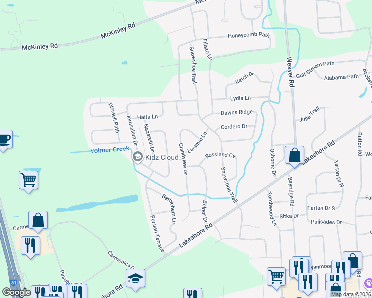 map of restaurants, bars, coffee shops, grocery stores, and more near 8504 Grandview Drive in Cicero