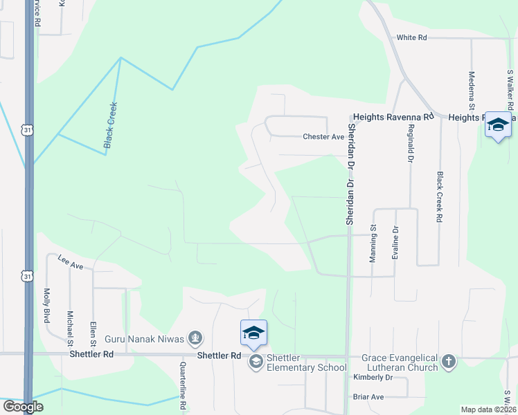map of restaurants, bars, coffee shops, grocery stores, and more near 3645 Valley View Drive in Muskegon