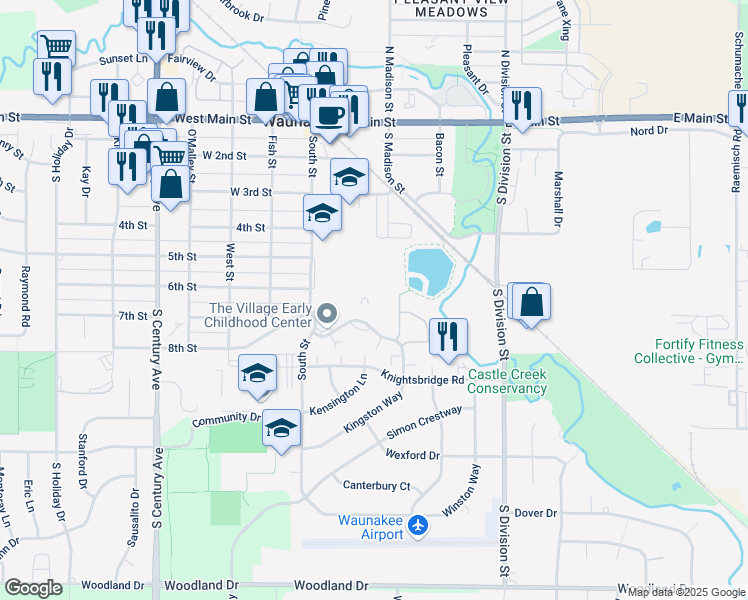 map of restaurants, bars, coffee shops, grocery stores, and more near 203 Kearney Way in Waunakee