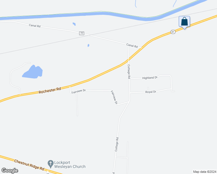 map of restaurants, bars, coffee shops, grocery stores, and more near 7571 Fairview Drive in Lockport