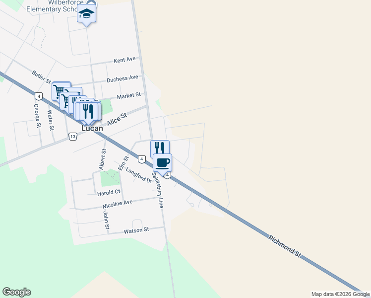 map of restaurants, bars, coffee shops, grocery stores, and more near 111 Coyne Lane in Lucan