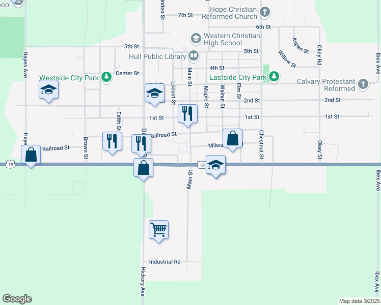 map of restaurants, bars, coffee shops, grocery stores, and more near 894 Main Street in Hull