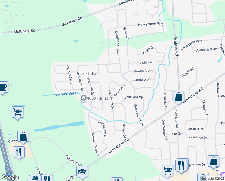 map of restaurants, bars, coffee shops, grocery stores, and more near 8504 Grandview Drive in Cicero