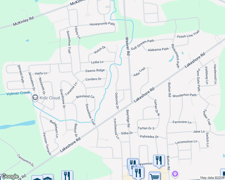 map of restaurants, bars, coffee shops, grocery stores, and more near 8595 Osborne Drive in Cicero
