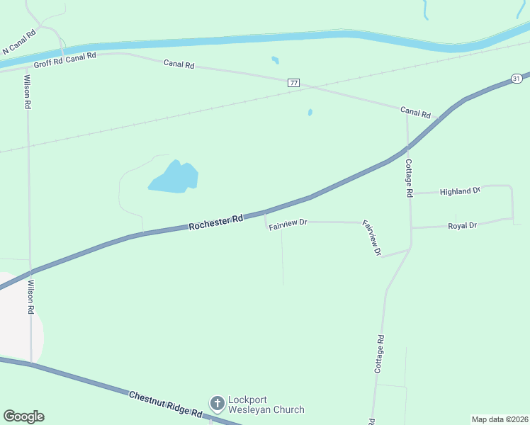 map of restaurants, bars, coffee shops, grocery stores, and more near Rochester Road & Fairview Drive in Lockport