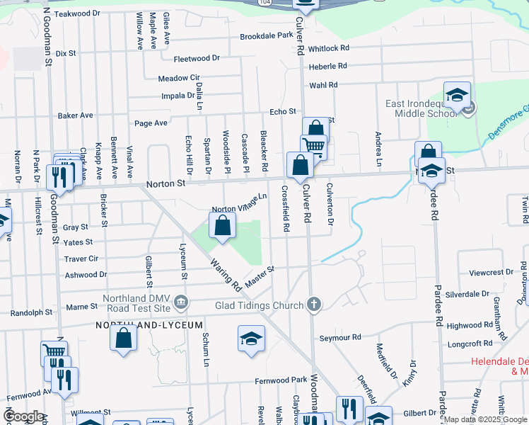 map of restaurants, bars, coffee shops, grocery stores, and more near 209 Bleacker Road in Rochester