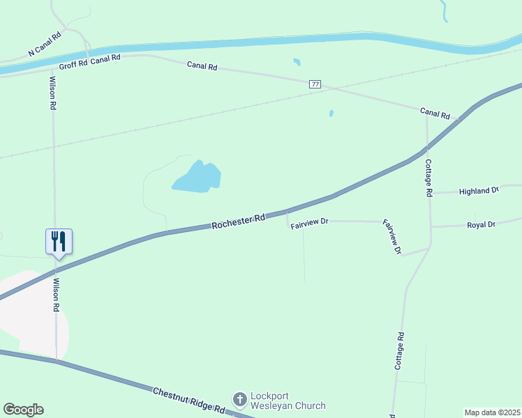 map of restaurants, bars, coffee shops, grocery stores, and more near 7441 Rochester Road in Lockport