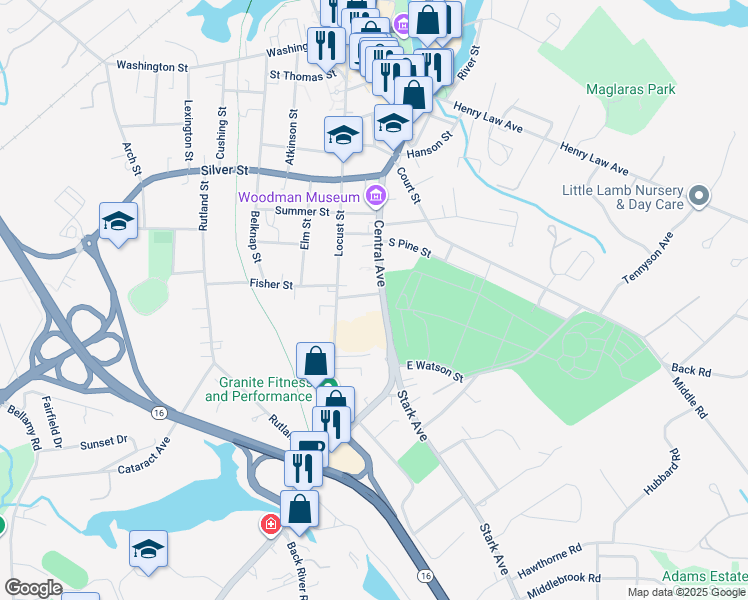 map of restaurants, bars, coffee shops, grocery stores, and more near 14 Trakey Street in Dover