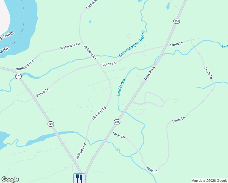 map of restaurants, bars, coffee shops, grocery stores, and more near 243 Oldfields Road in South Berwick