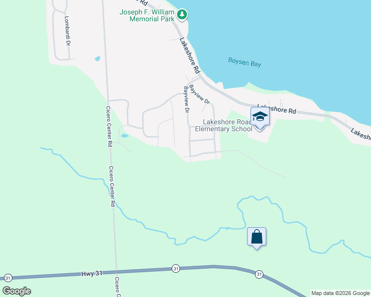 map of restaurants, bars, coffee shops, grocery stores, and more near 8641 Bayview Drive in Cicero