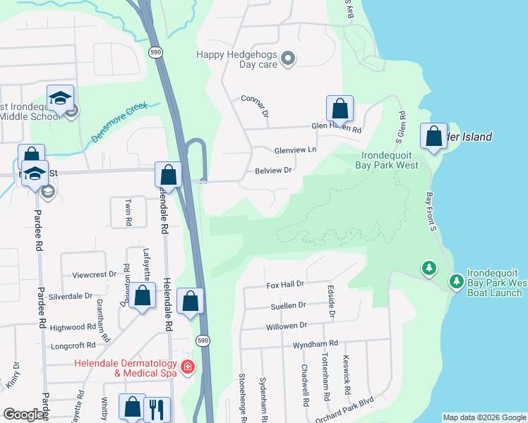 map of restaurants, bars, coffee shops, grocery stores, and more near 15 Shingle Mill Road in Rochester