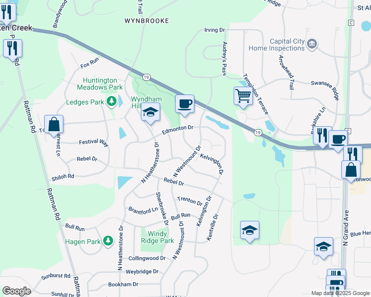 map of restaurants, bars, coffee shops, grocery stores, and more near 538 North Westmount Drive in Sun Prairie