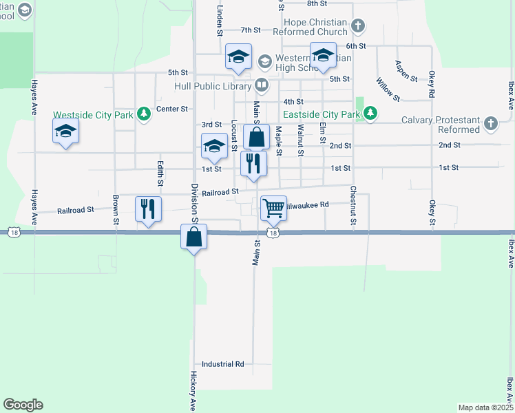 map of restaurants, bars, coffee shops, grocery stores, and more near 894-898 Main Street in Hull